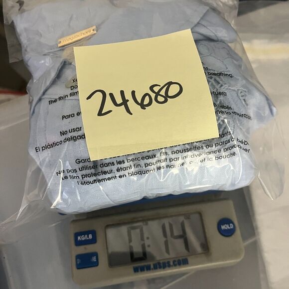 Magaschoni Linen Button Shirt Dress Blue Tie Waist Long Sleeve Embroidered M - Picture 9 of 9